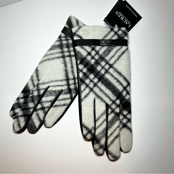 🍂NWT Ralph Lauren Gloves w/ Touch Technology. Black & Cream Plaid. Size: Large - Picture 5 of 15